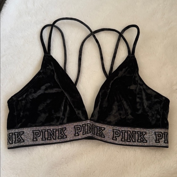 PINK Victoria's Secret Black Velvet Bralette Size M - Picture 3 of 6